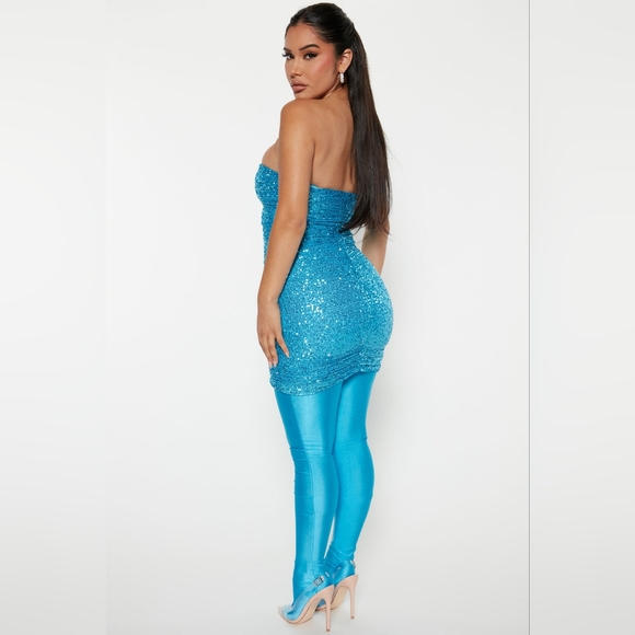 SEQUIN DRESS SET- TURQUOISE SIZE MEDIUM - Picture 4 of 8